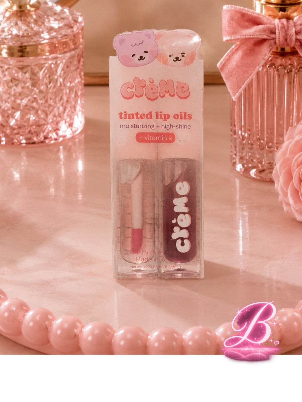 💖3/$25 The Crème Shop Boba Bears High-Shine Tinted Lip Oil Duo 